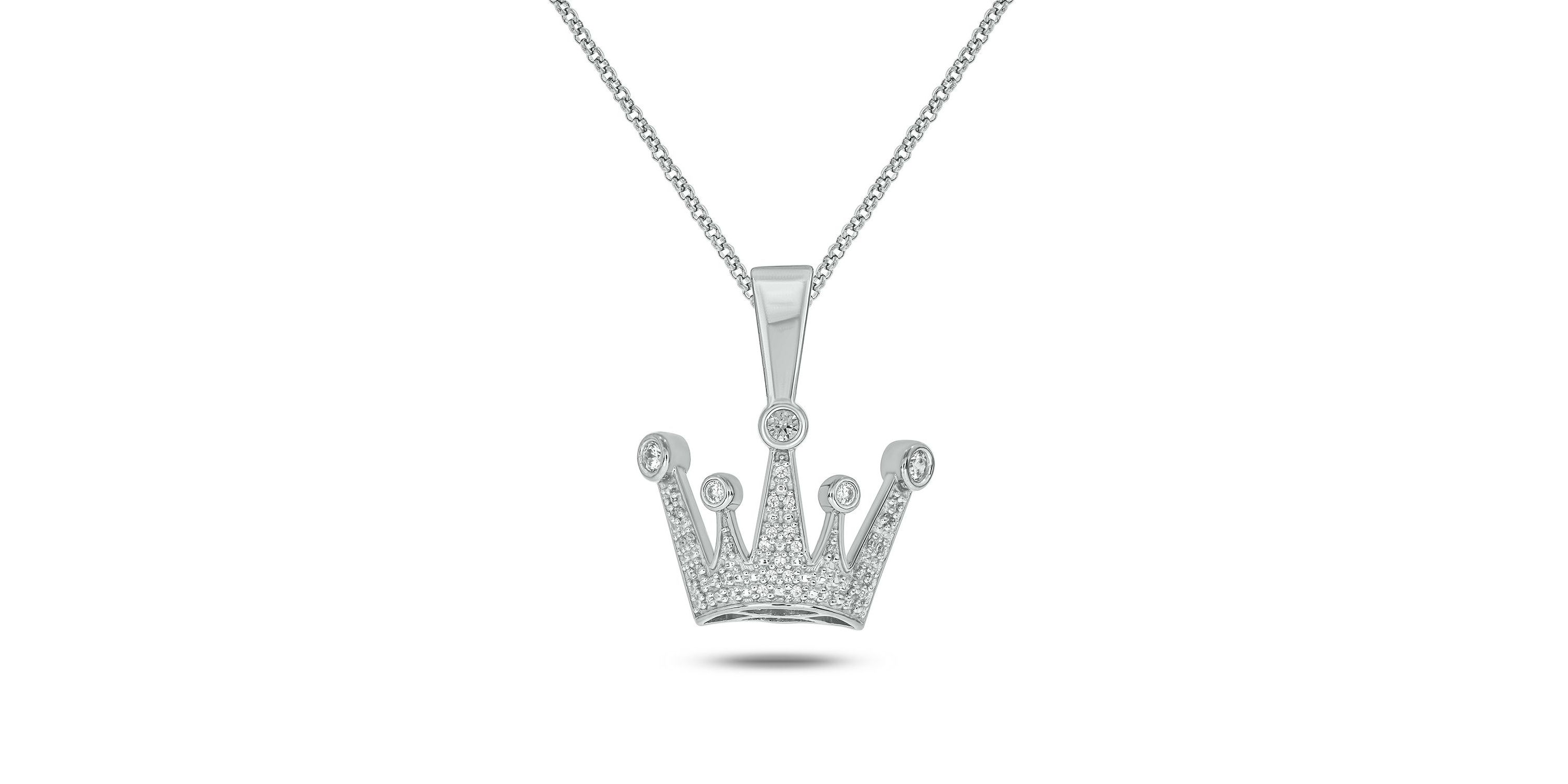 1/3 ct. t.w Natrual White Diamond Hip Hop Crown Pendant in Sterling Silver