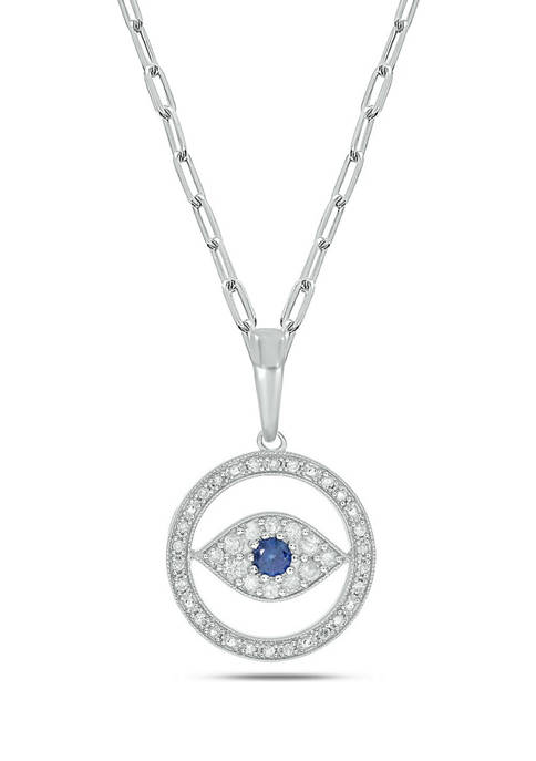 1/4 ct. t.w. Color Stone Fashion Pendant Necklace in Sterling Silver