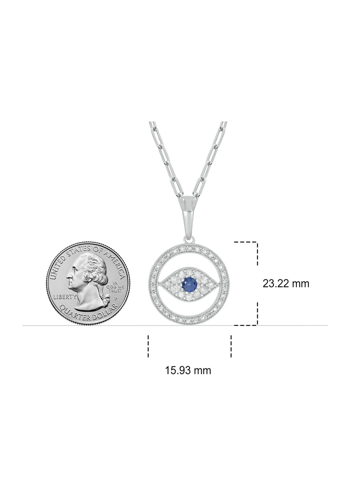 1/4 ct. t.w. Diamond Evil Eye in circle Pendant in Sterling Silver