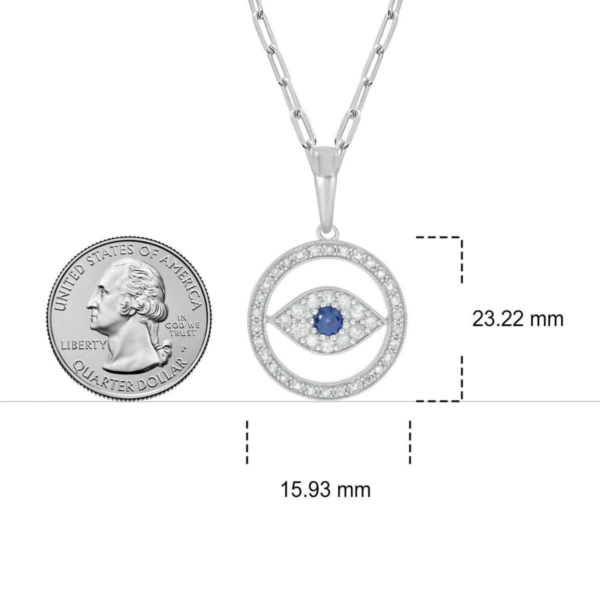 1/4 ct. t.w. Diamond Evil Eye in circle Pendant in Sterling Silver