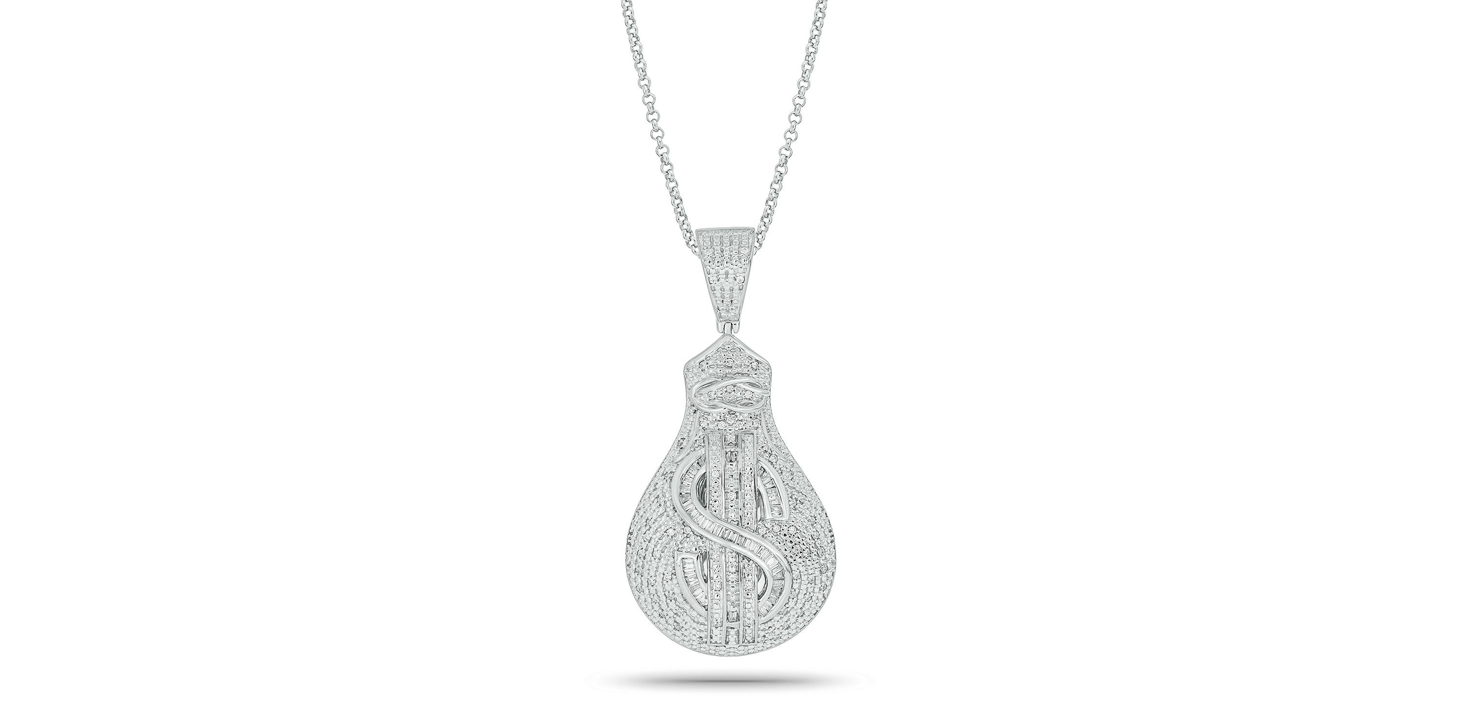 1/3 ct. t.w Natrual White Diamond Hip Hop Dollar Sign Medallion Pendant in Sterling Silver