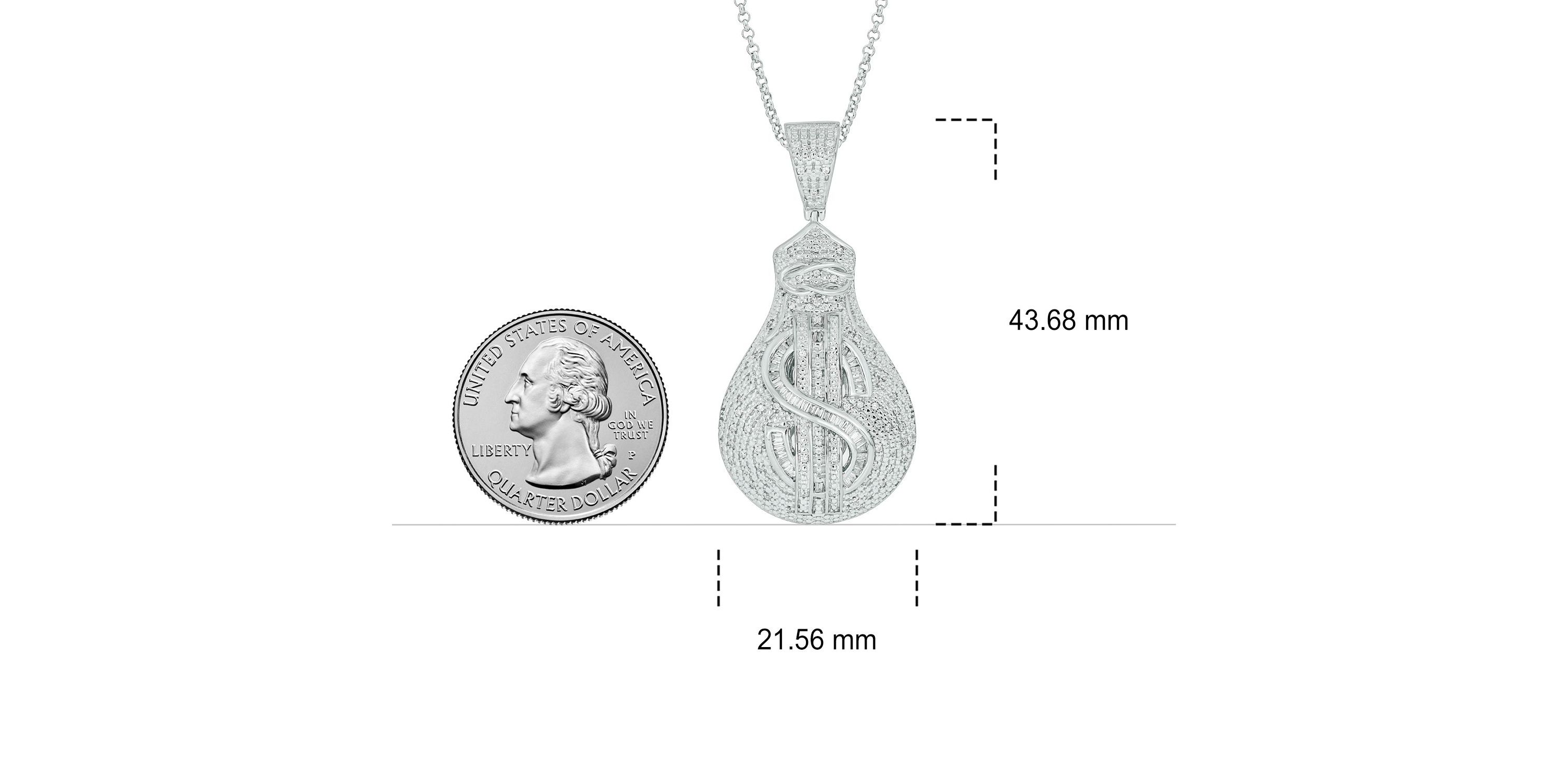 1/3 ct. t.w Natrual White Diamond Hip Hop Dollar Sign Medallion Pendant in Sterling Silver