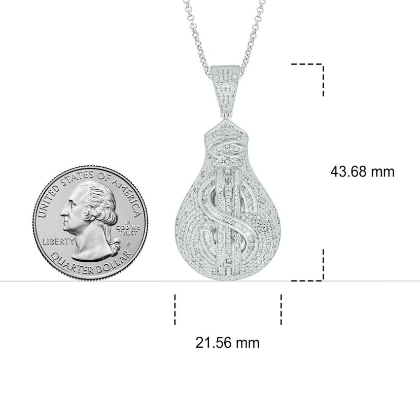1/3 ct. t.w Natrual White Diamond Hip Hop Dollar Sign Medallion Pendant in Sterling Silver