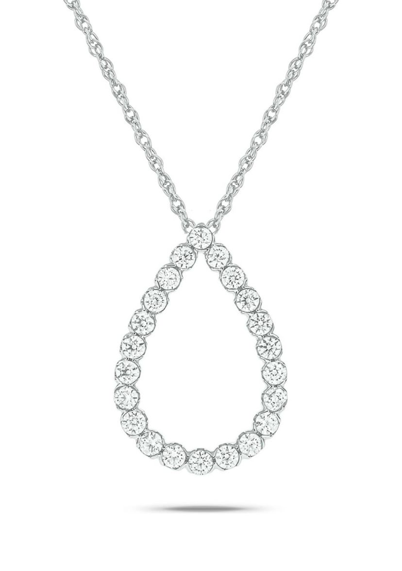 1/3 ct. t.w. Diamond Drop Shape Pendant in 10K White Gold