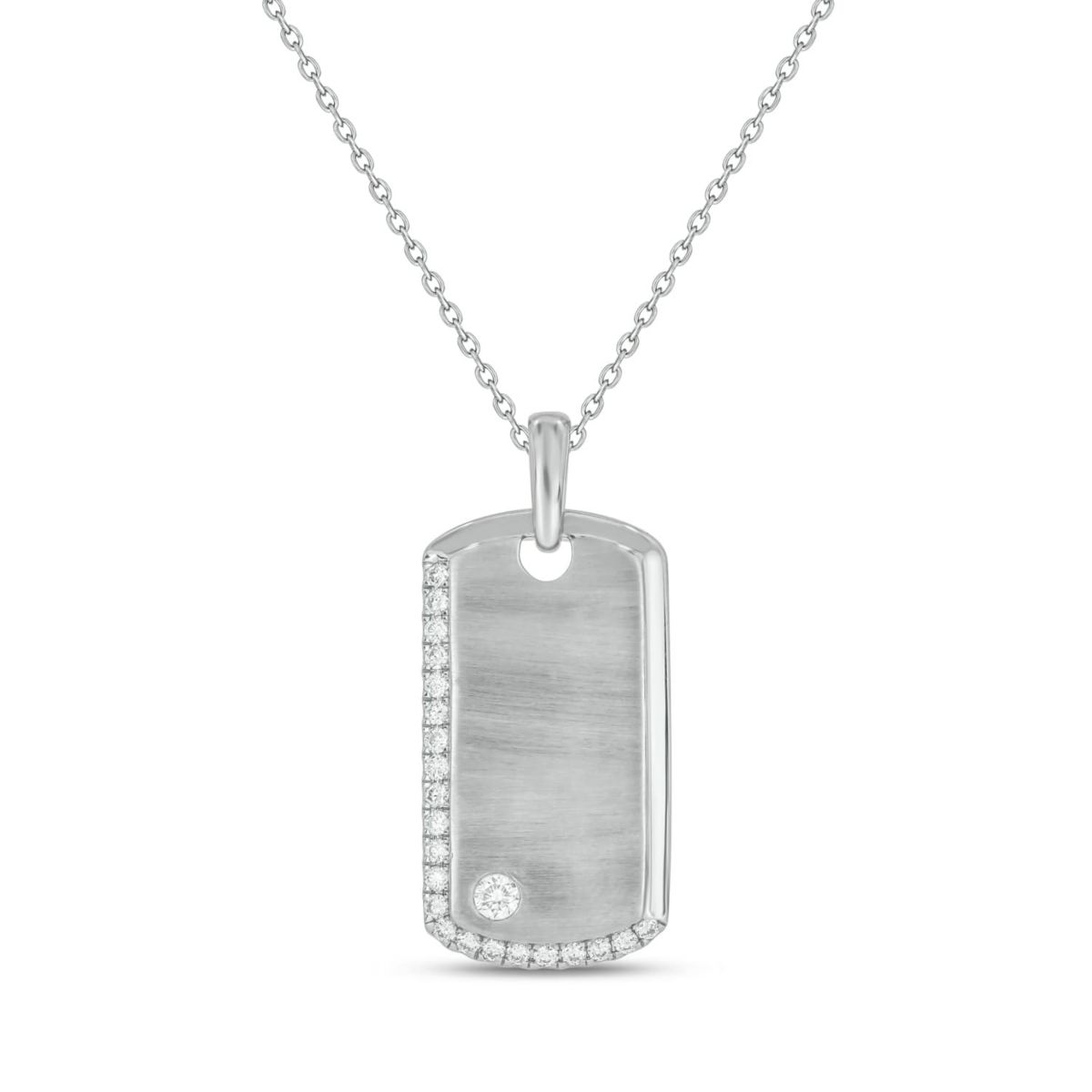 1/3 carat, Diamond Dog Tag Pendant in 14K White Gold