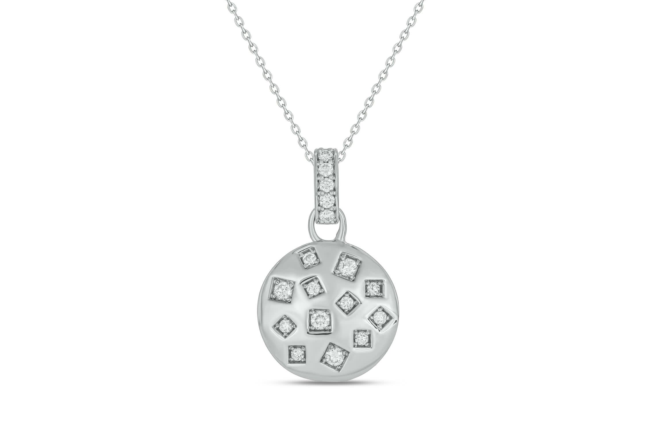 1/3 carat, Diamond Scattered Pendant in 14K White Gold
