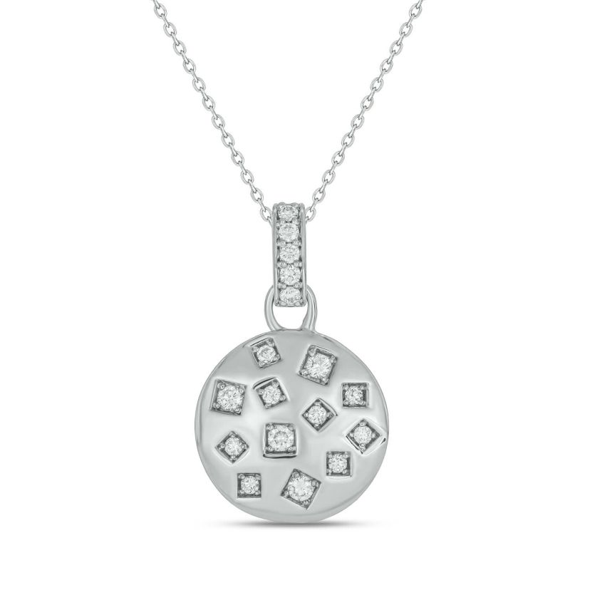 1/3 carat, Diamond Scattered Pendant in 14K White Gold