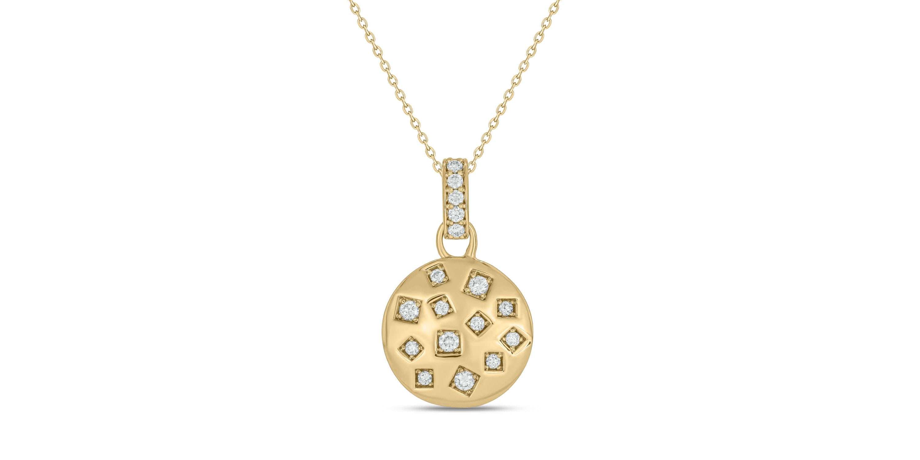 1/3 carat, Diamond Scattered Pendant in 14K Yellow Gold