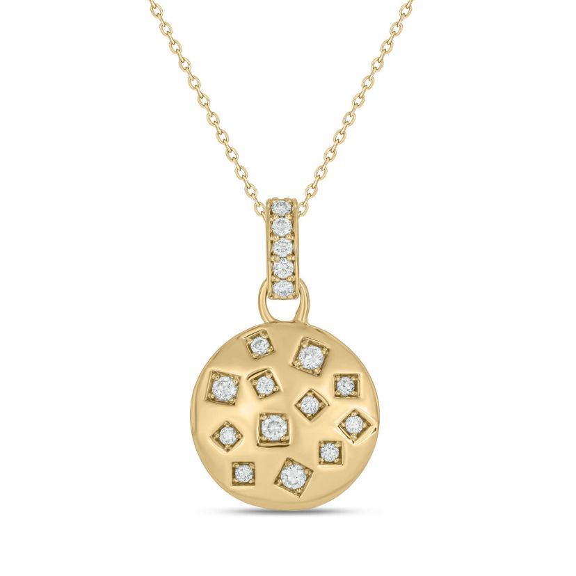 1/3 carat, Diamond Scattered Pendant in 14K Yellow Gold