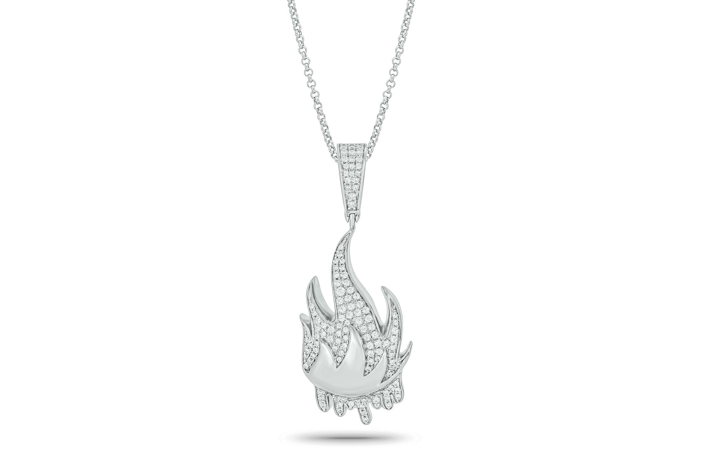 1/2 ct. t.w Natrual White Diamond Hip Hop Fire Symbol Pendant in Sterling Silver