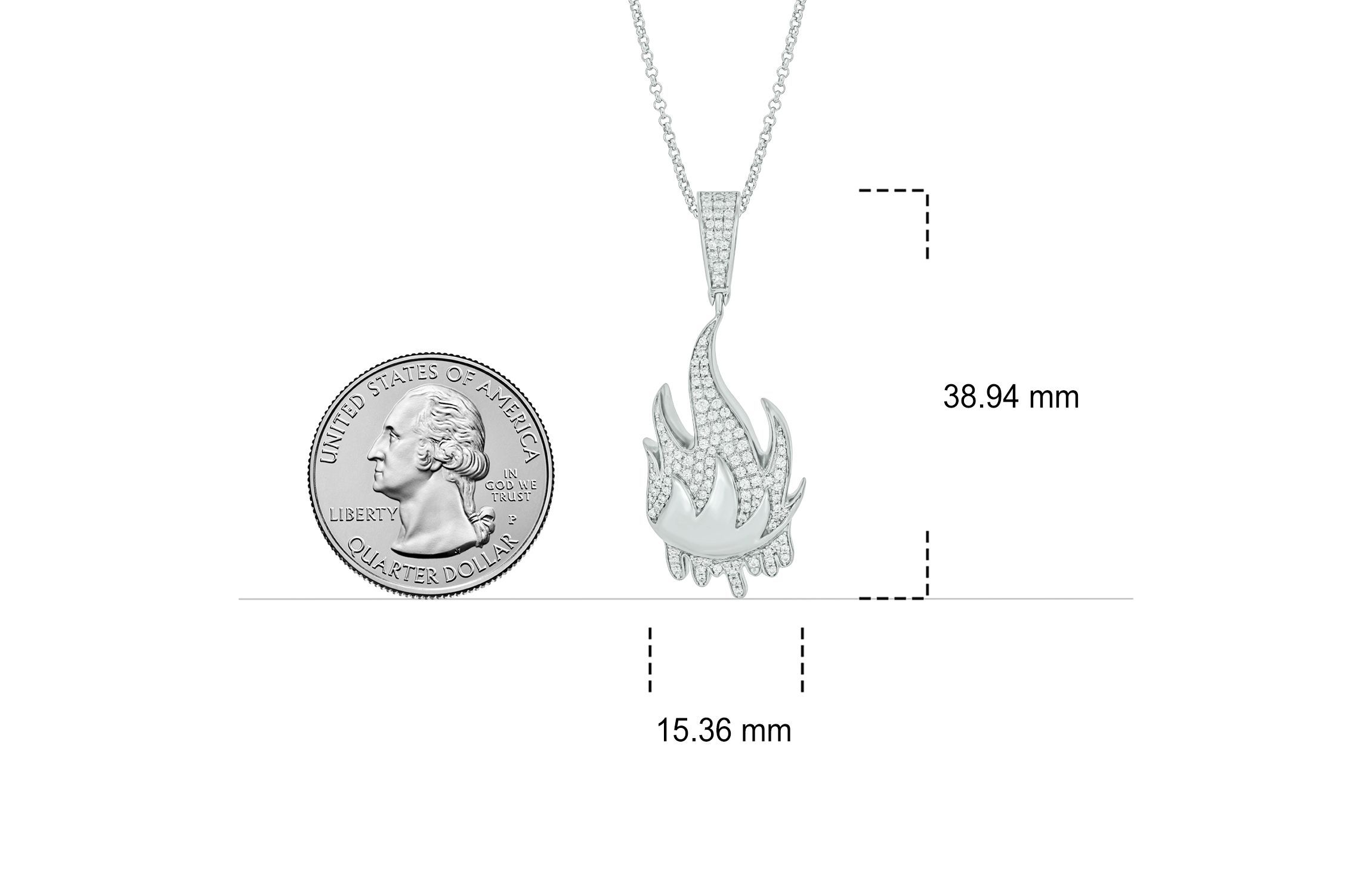 1/2 ct. t.w Natrual White Diamond Hip Hop Fire Symbol Pendant in Sterling Silver