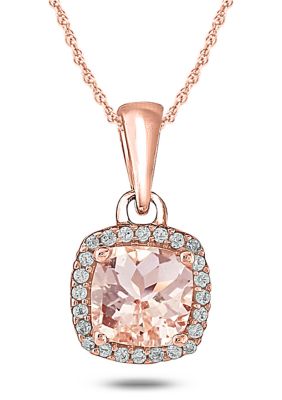 Belk & Co 1/10 Ct. T.w. White Diamond And 1/2 Ct. T.w. Morganite Necklace In 10K Rose Gold