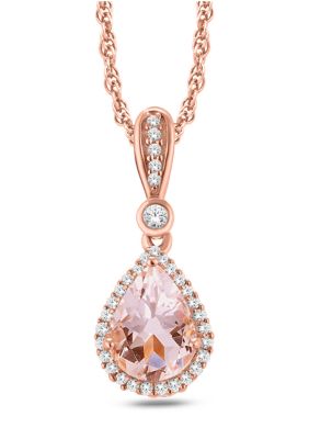 Belk & Co 1/10 Ct.t.w Diamond & 7/8 Ct.t.w Morganite Pear Shape Pendant Necklace In 10K Gold
