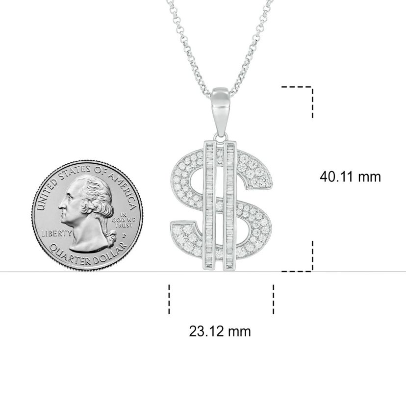1 1.2 ct. t.w Natrual White Diamond Classy Dollar Sign Pendant in Sterling Silver