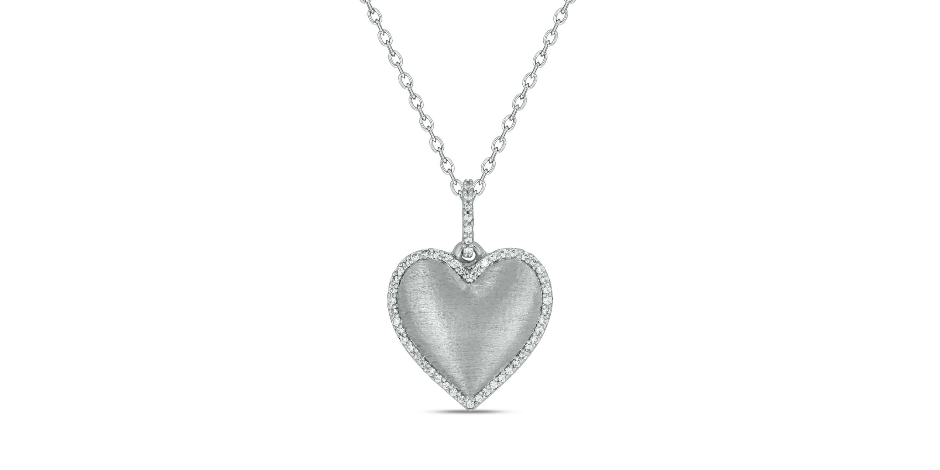 1/5 carat, Diamond Heart Pendant in 14K White Gold