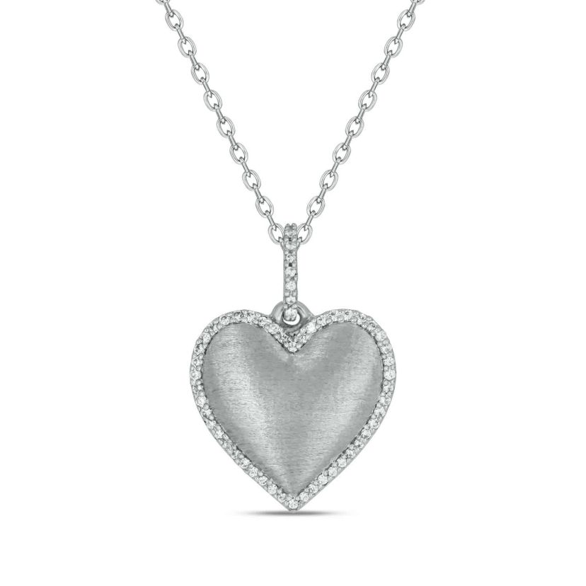 1/5 carat, Diamond Heart Pendant in 14K White Gold