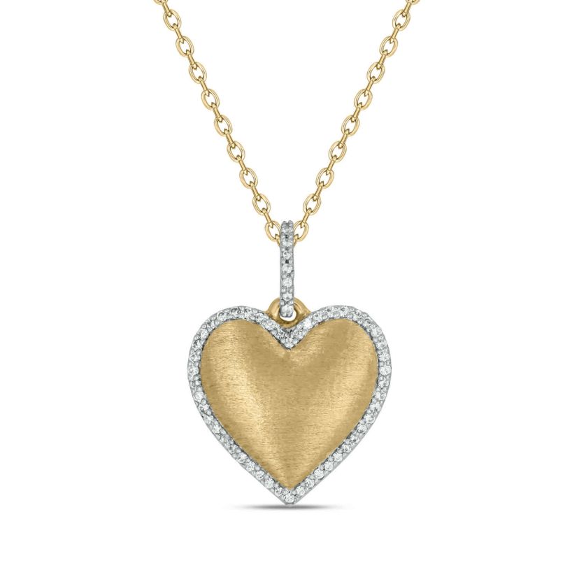 1/5 carat, Diamond Heart Pendant in 14K Yellow Gold
