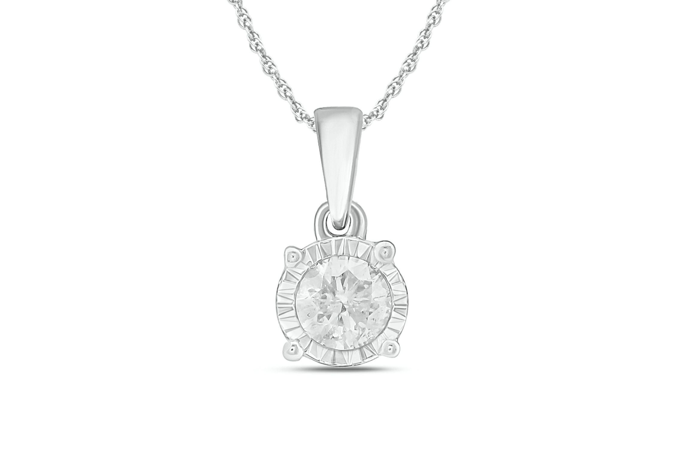 1/4 ct.t.w Round White Diamond Solitaire Pendant Necklace in 14K Gold