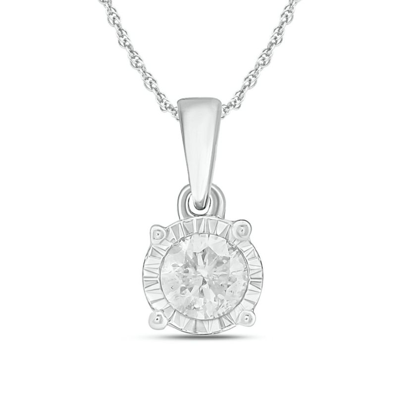 1/4 ct.t.w Round White Diamond Solitaire Pendant Necklace in 14K Gold