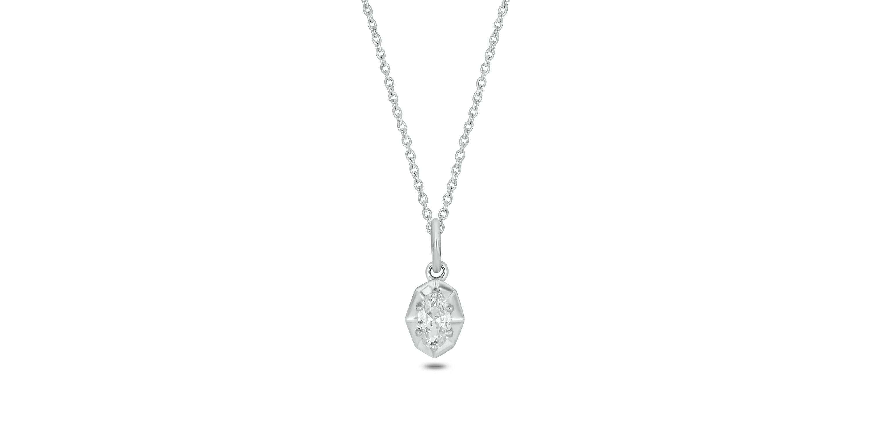Lab Created 1/4 Carat Lab-Grown Diamond Oval Pendant in Sterling Silver
