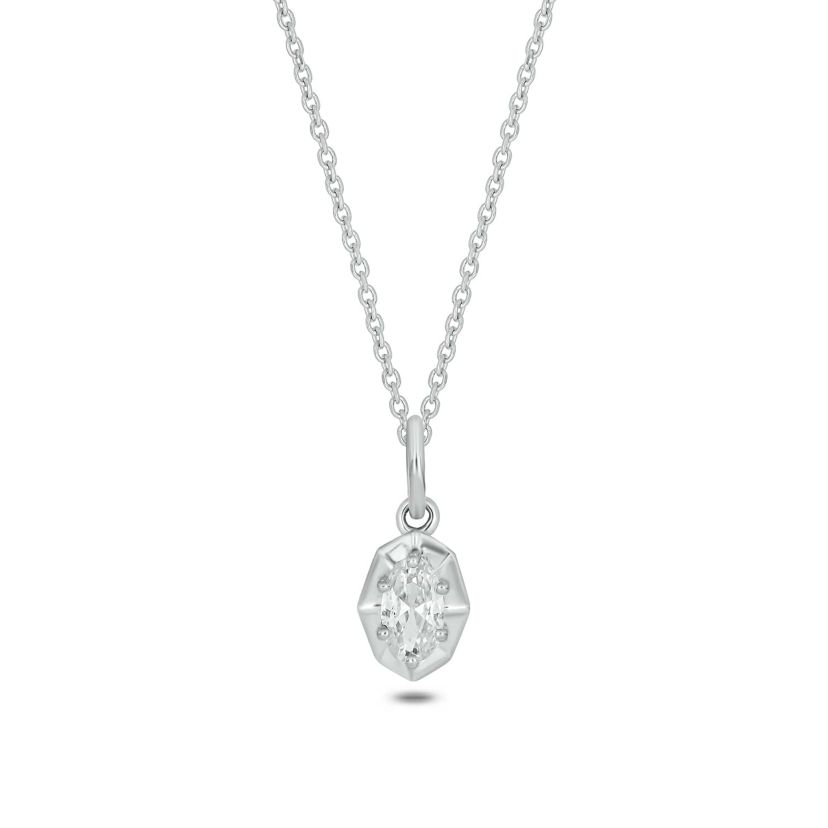Lab Created 1/4 Carat Lab-Grown Diamond Oval Pendant in Sterling Silver