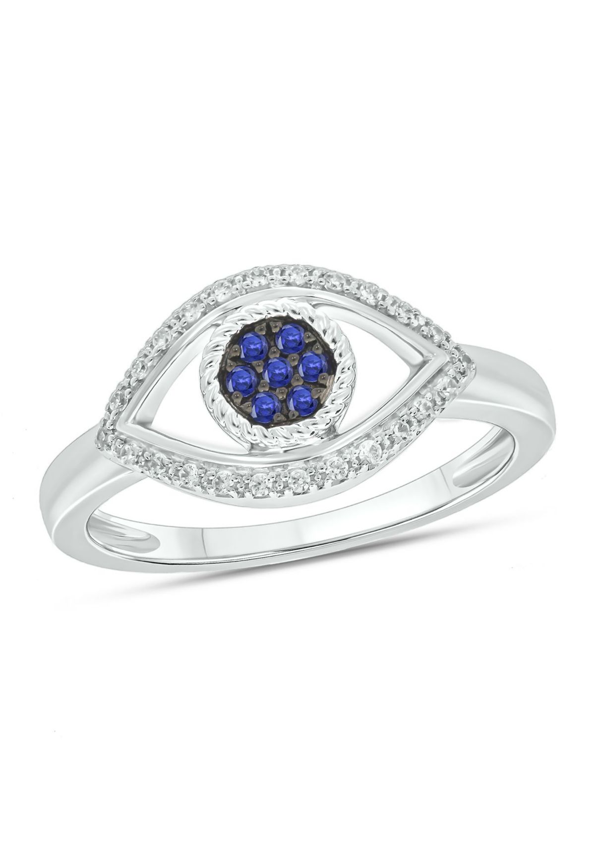 1/10 ct. t.w. Diamond Evil Eye Ring In Sterling Silver