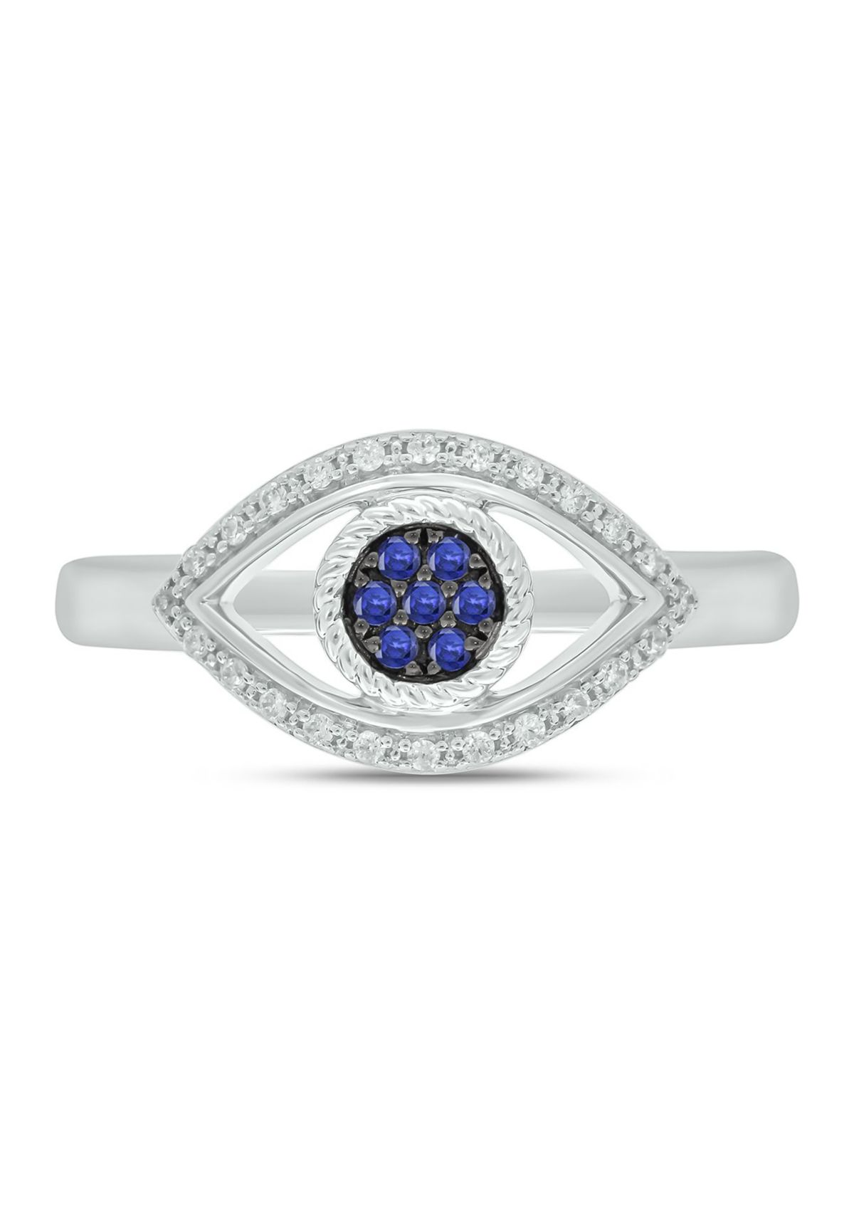1/10 ct. t.w. Diamond Evil Eye Ring In Sterling Silver