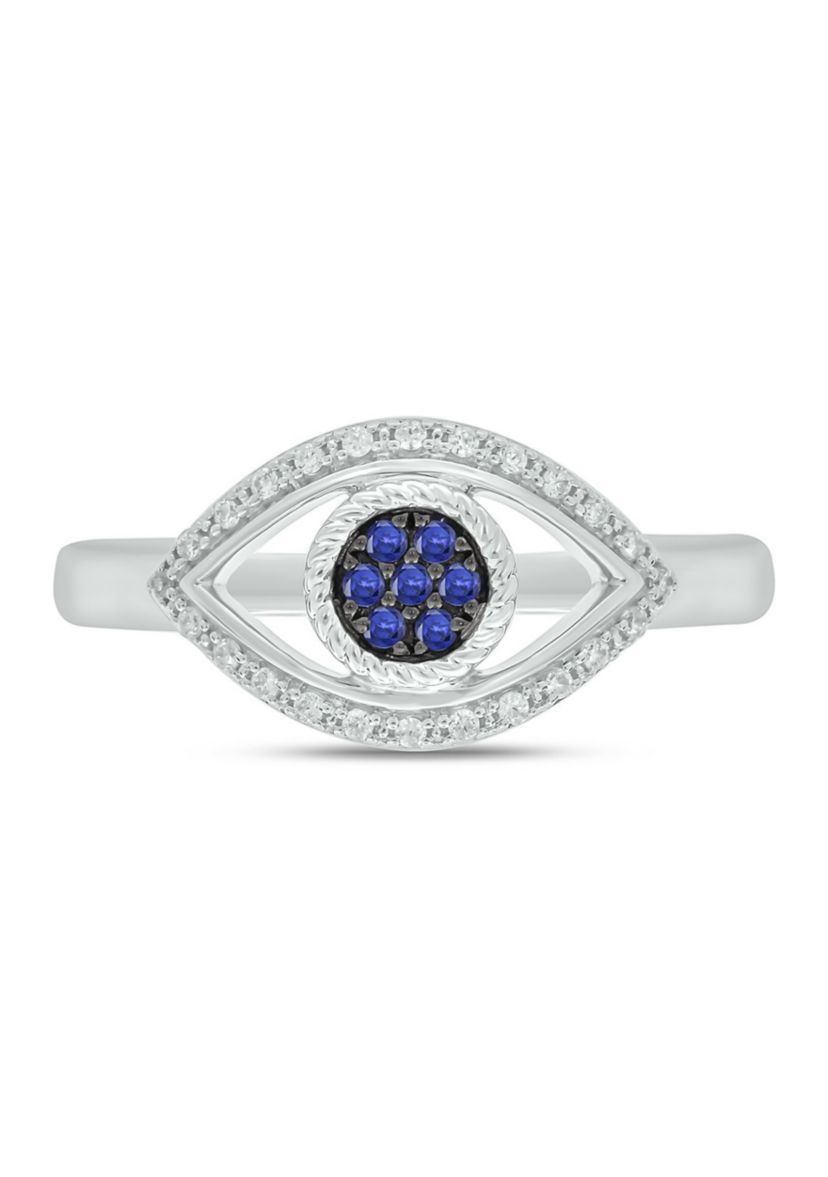 1/10 ct. t.w. Diamond Evil Eye Ring In Sterling Silver