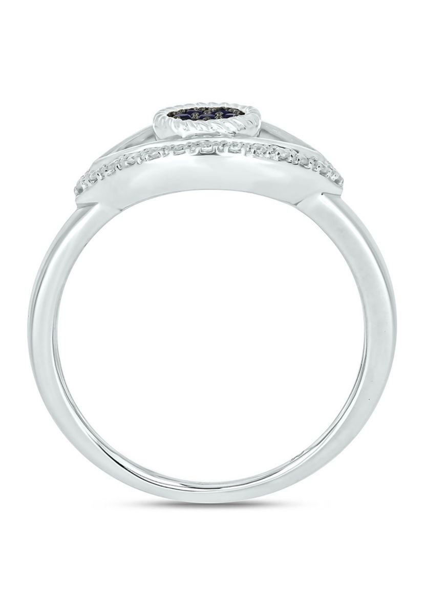 1/10 ct. t.w. Diamond Evil Eye Ring In Sterling Silver