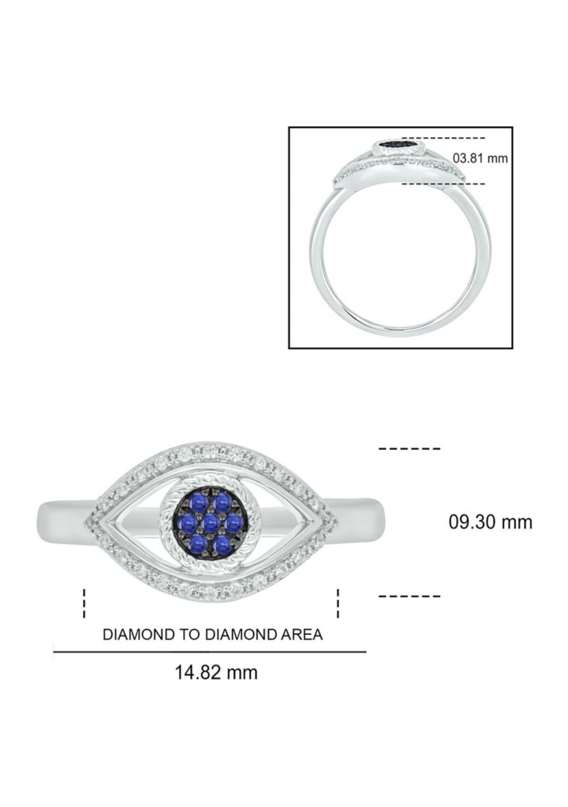 1/10 ct. t.w. Diamond Evil Eye Ring In Sterling Silver