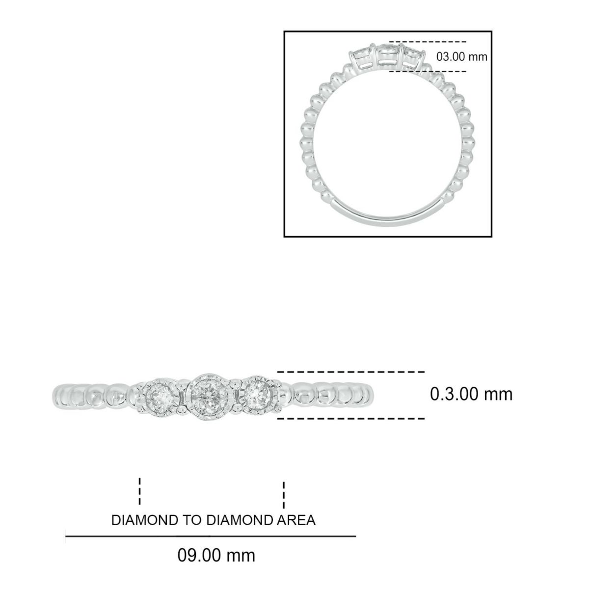 1/10 ct. t.w. Diamond Three Stone Promise Ring In Sterling Silver