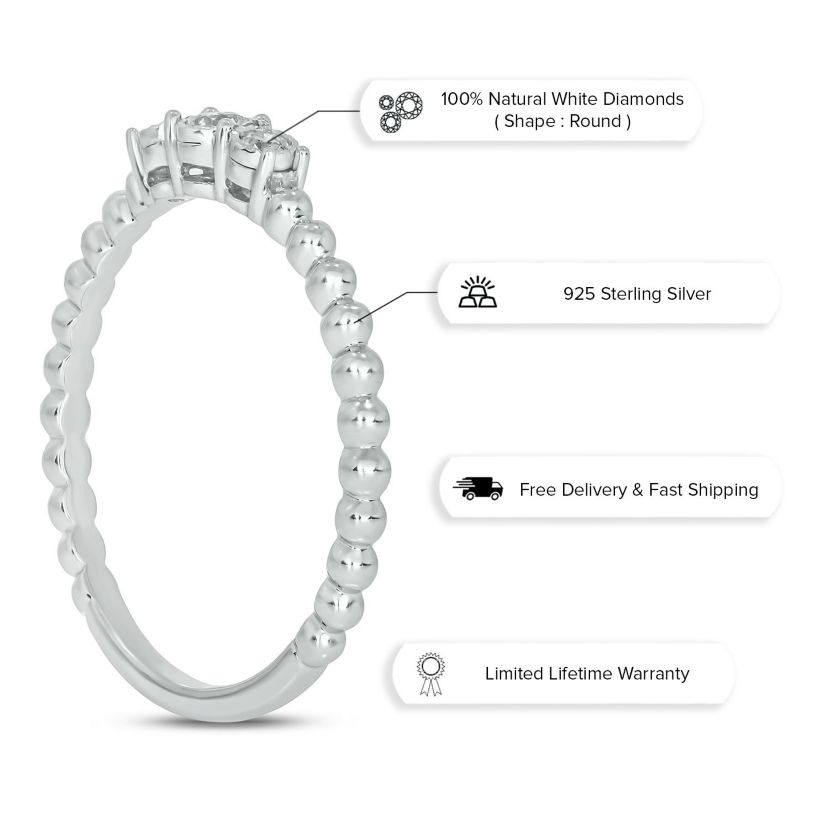 1/10 ct. t.w. Diamond Three Stone Promise Ring In Sterling Silver