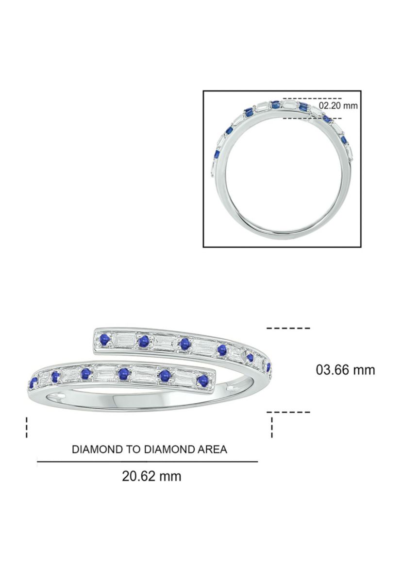 1/10 ct. t.w. Diamond and 1/5 ct. t.w. Natural Blue sapphire Bypass Ring In 14K White Gold