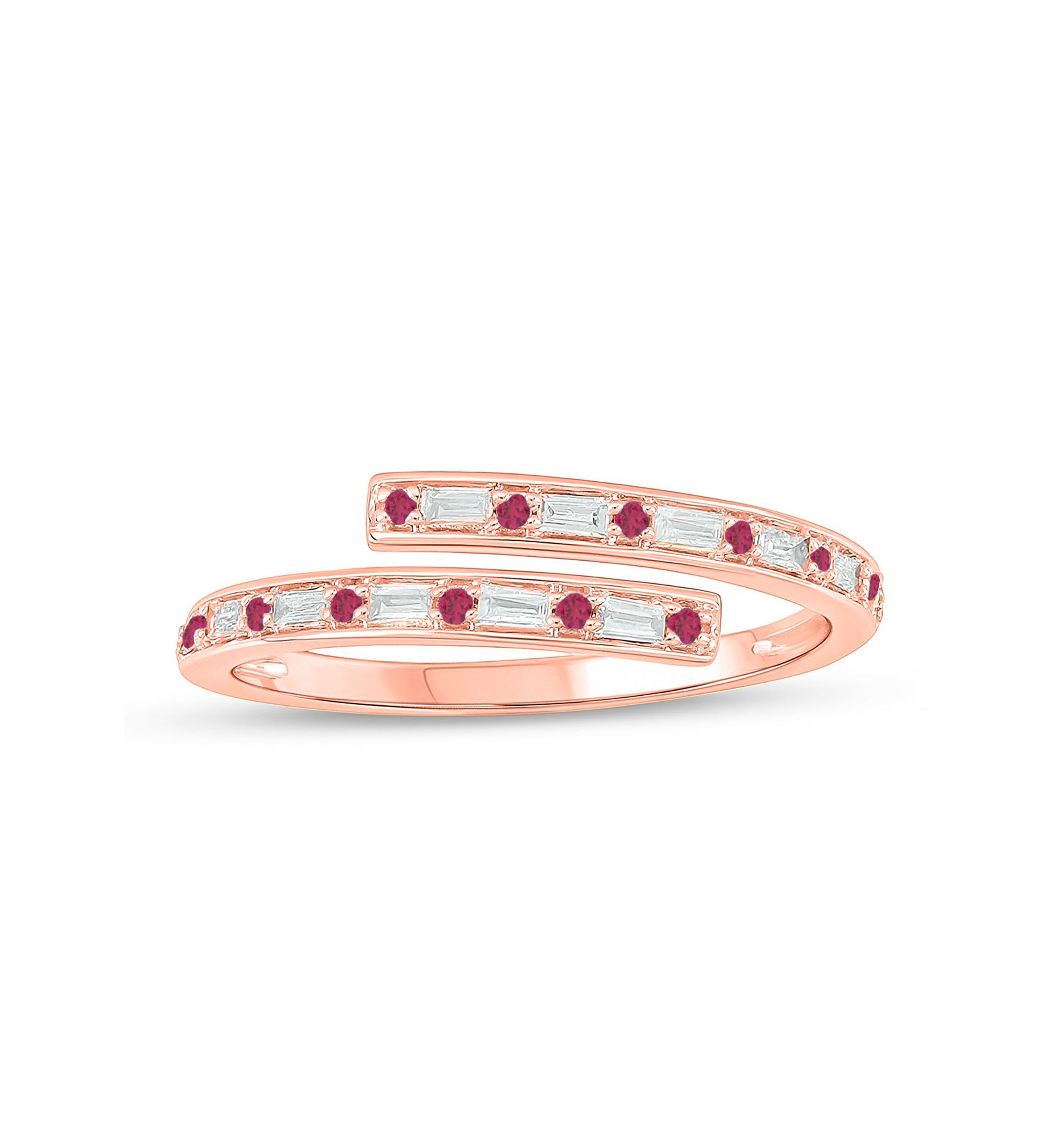 1/10 ct. t.w. Diamond and 1/5 ct. t.w. Natural Blue sapphire Bypass Ring In 14K Rose Gold