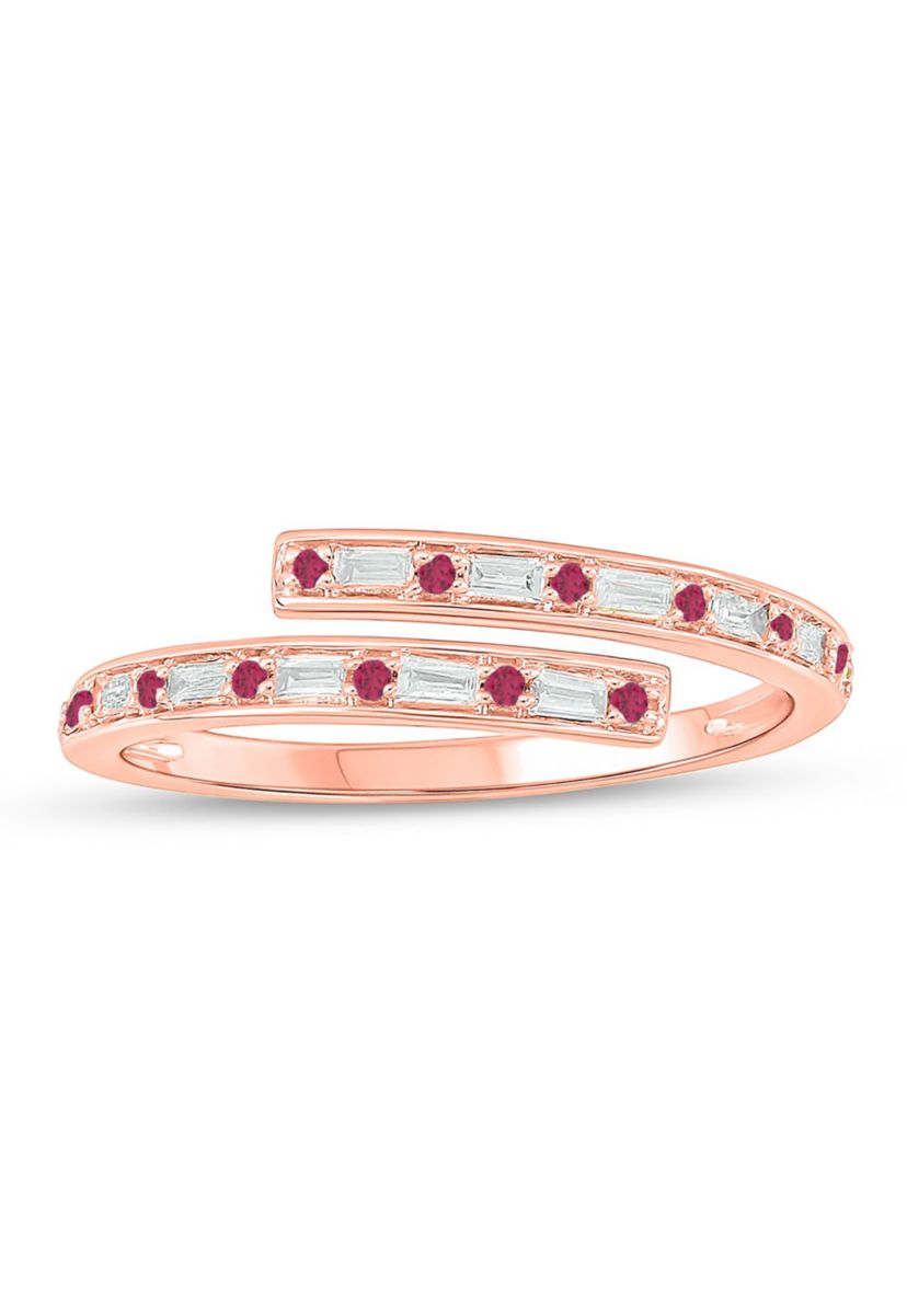 1/10 ct. t.w. Diamond and 1/5 ct. t.w. Natural Blue sapphire Bypass Ring In 14K Rose Gold
