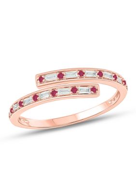 Belk & Co 1/10 ct. t.w. Diamond and 1/5 ct. t.w. Natural Blue sapphire Bypass Ring In 14K Rose Gold