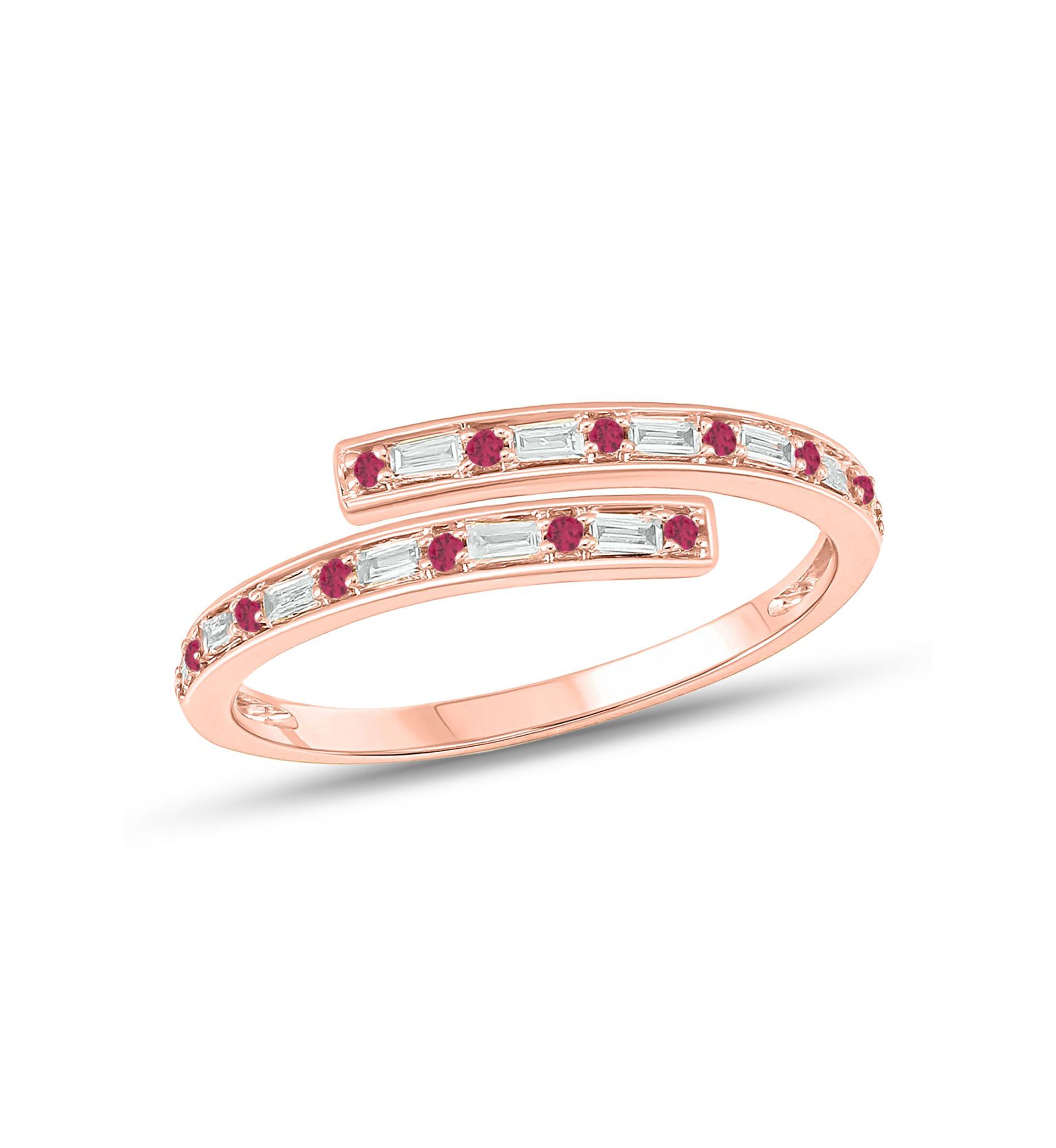 1/10 ct. t.w. Diamond and 1/5 ct. t.w. Natural Blue sapphire Bypass Ring In 14K Rose Gold