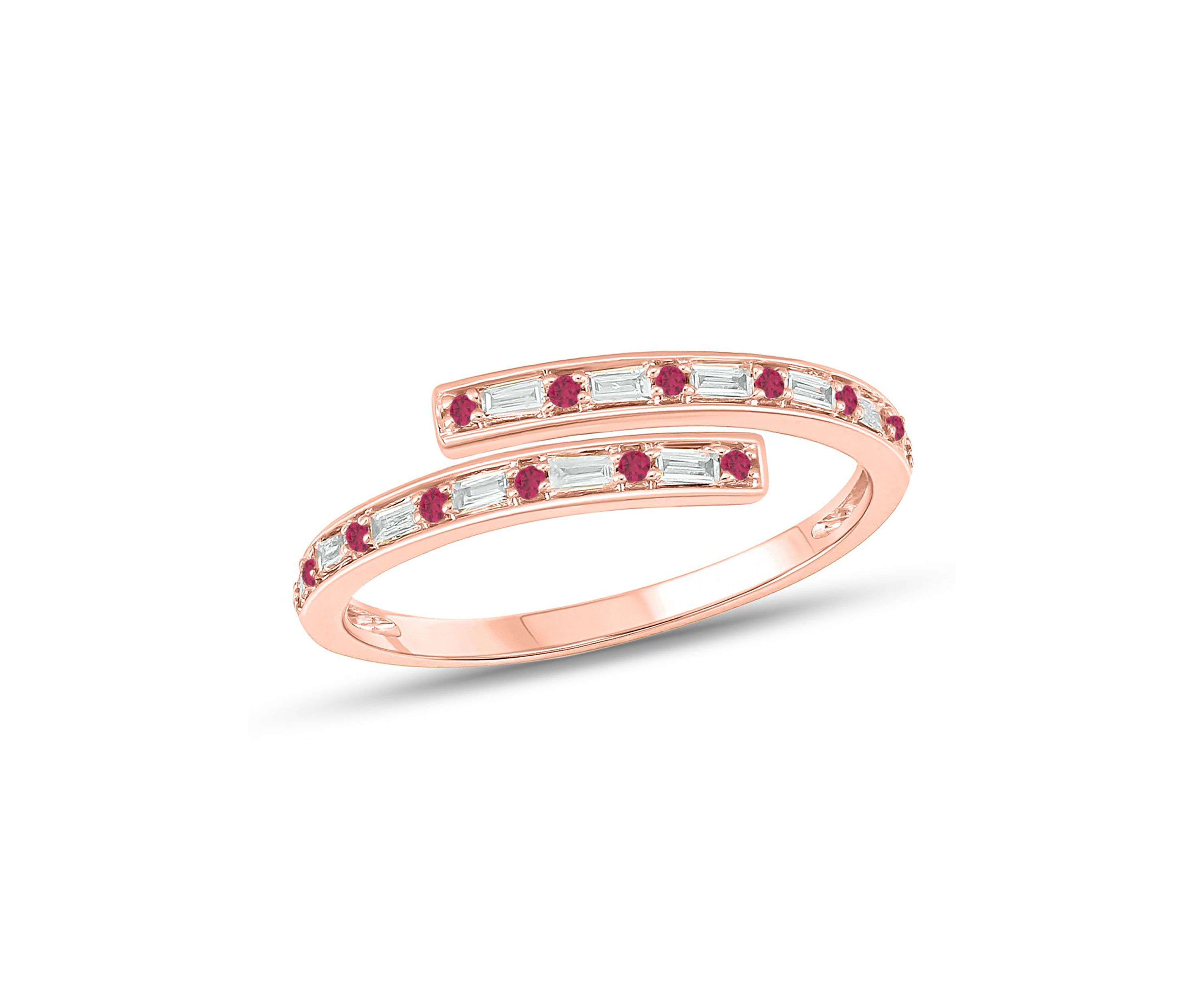 1/10 ct. t.w. Diamond and 1/5 ct. t.w. Natural Blue sapphire Bypass Ring In 14K Rose Gold