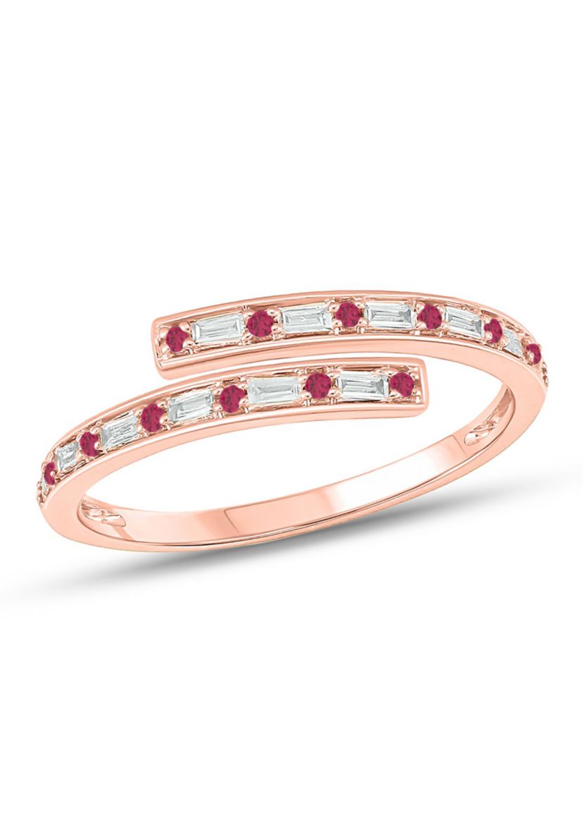 1/10 ct. t.w. Diamond and 1/5 ct. t.w. Natural Blue sapphire Bypass Ring In 14K Rose Gold