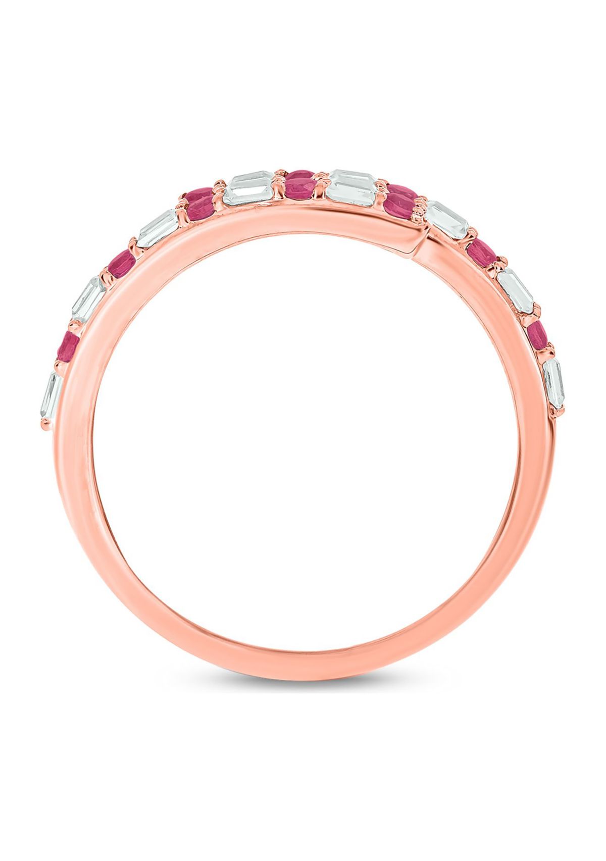 1/10 ct. t.w. Diamond and 1/5 ct. t.w. Natural Blue sapphire Bypass Ring In 14K Rose Gold