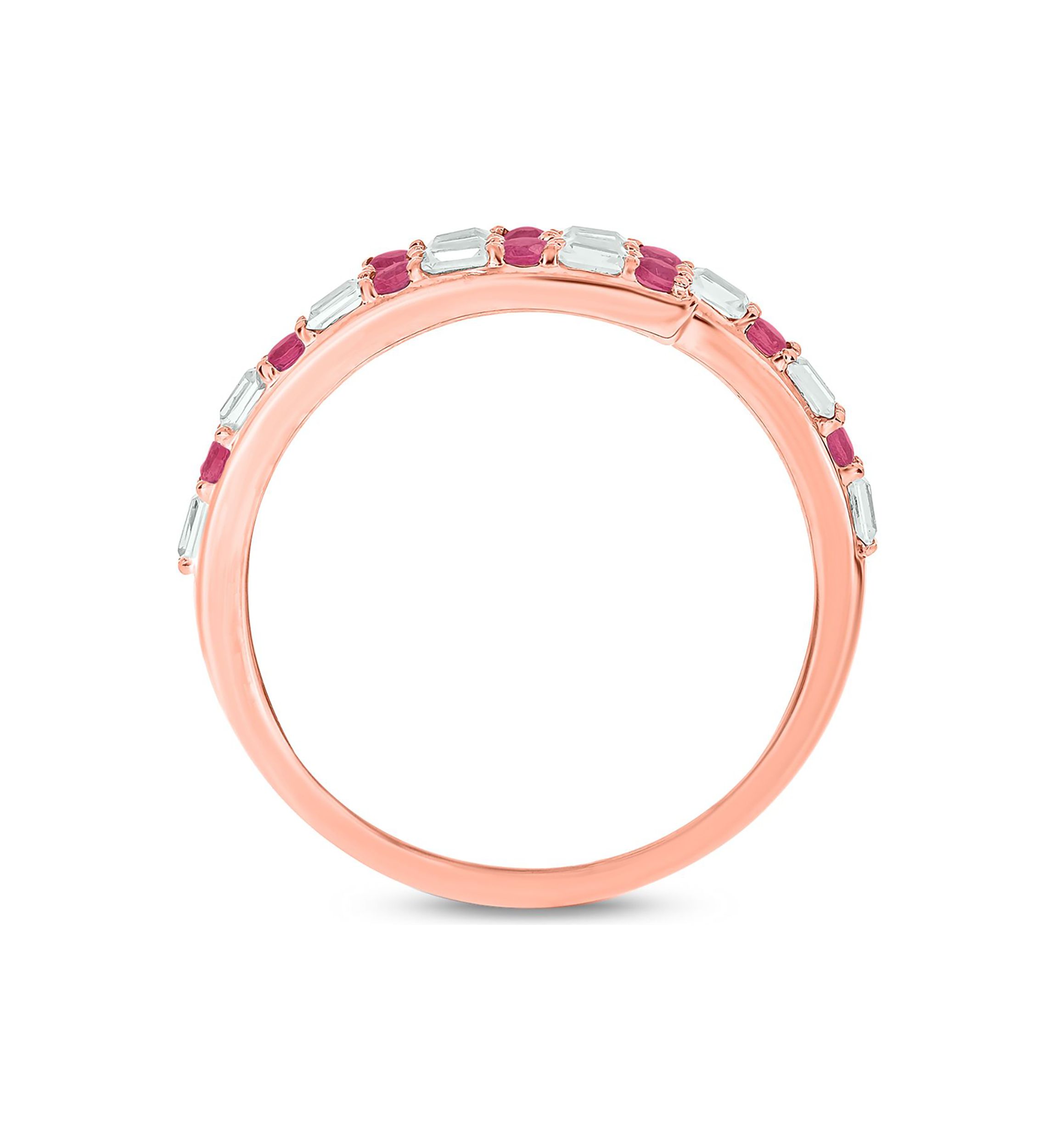 1/10 ct. t.w. Diamond and 1/5 ct. t.w. Natural Blue sapphire Bypass Ring In 14K Rose Gold