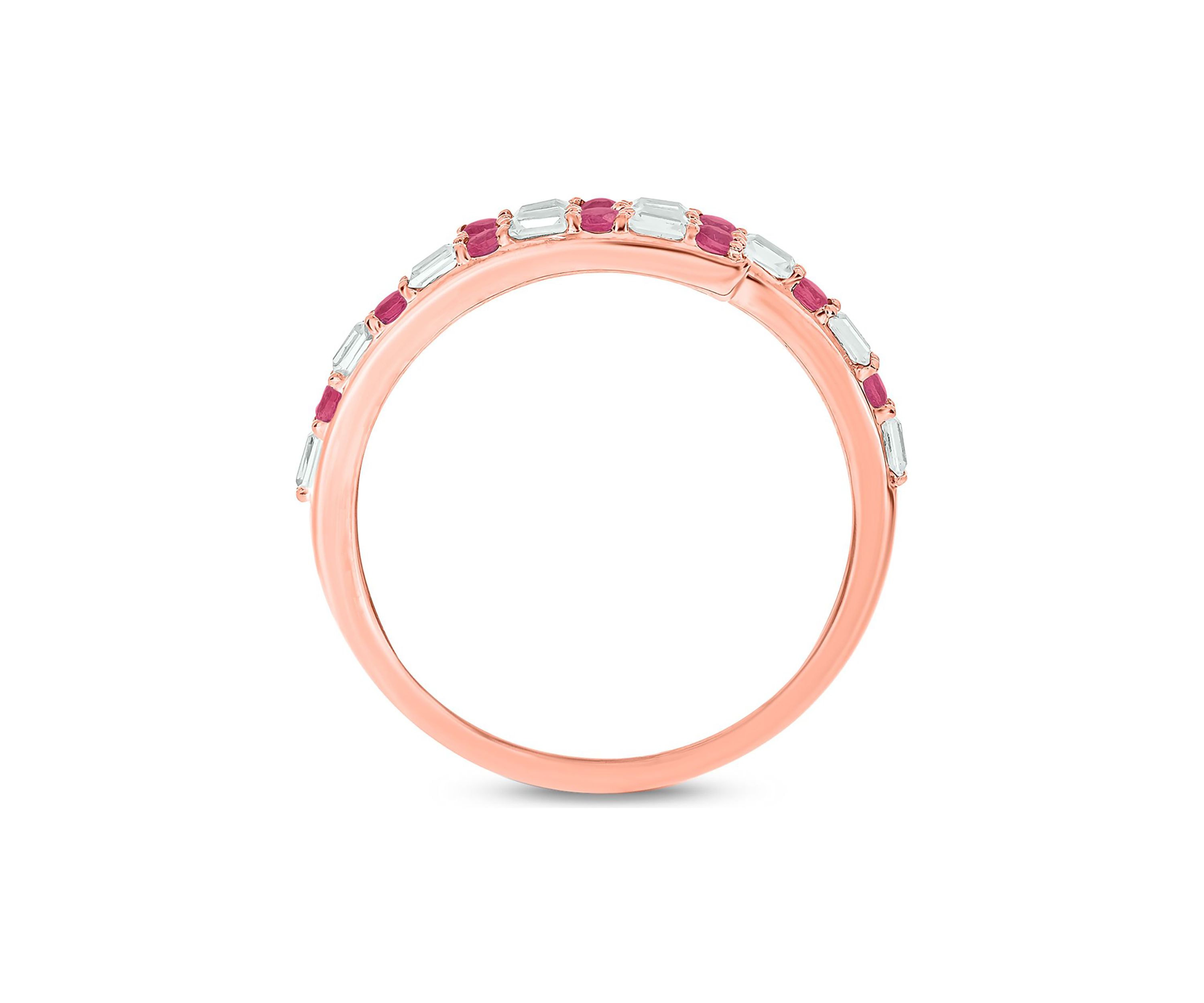 1/10 ct. t.w. Diamond and 1/5 ct. t.w. Natural Blue sapphire Bypass Ring In 14K Rose Gold