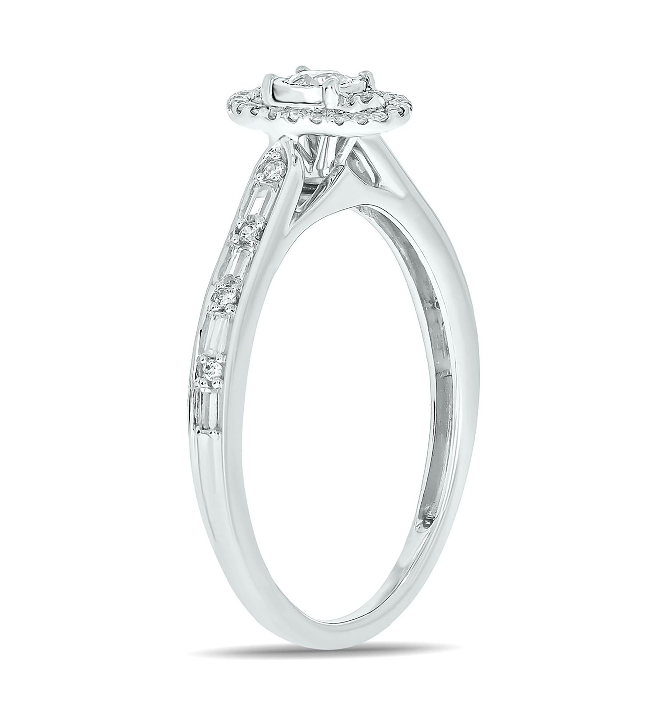 1/4 ct. t.w. Diamond Miracle Plate Oval Fashion Ring In 10K White Gold