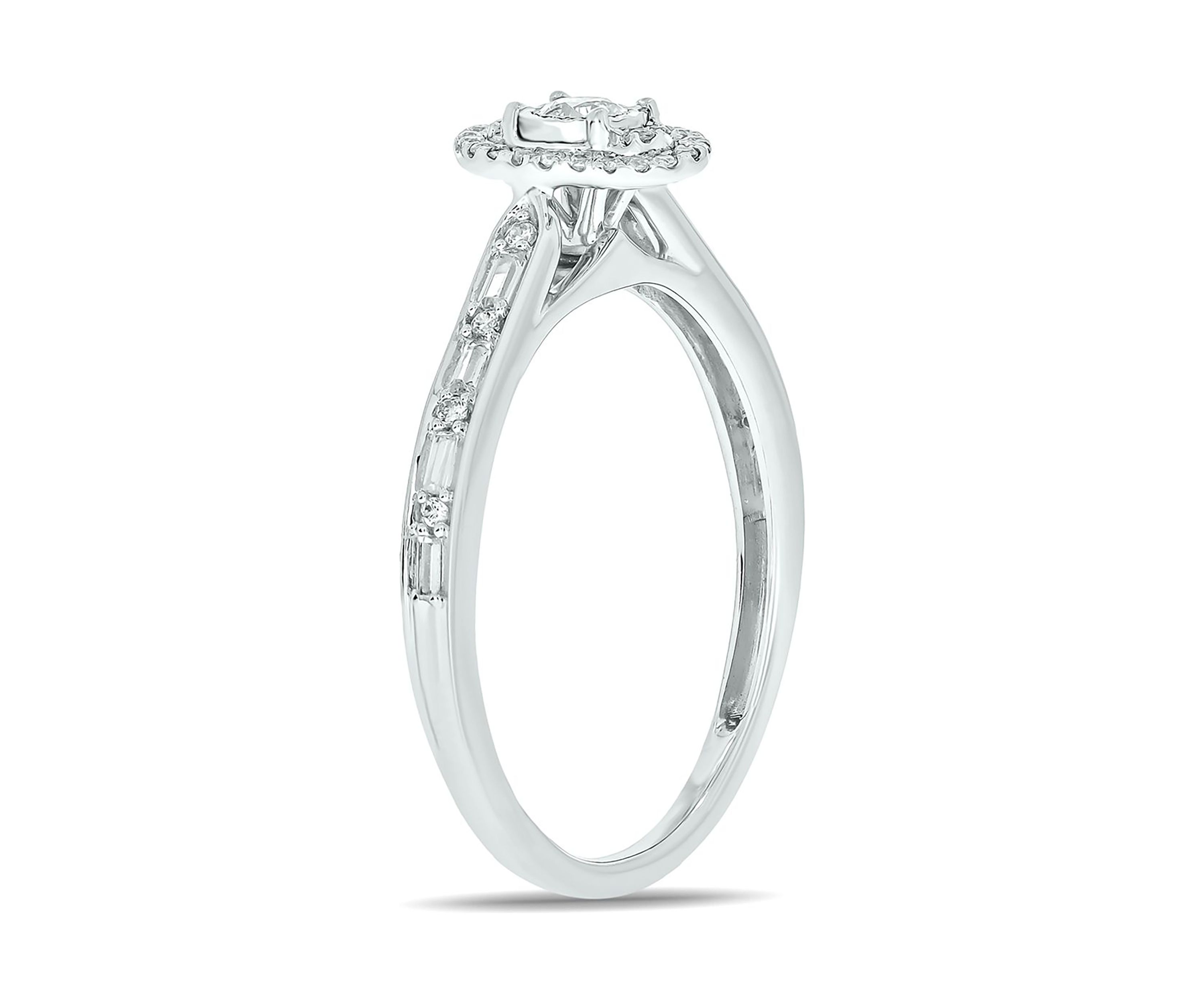 1/4 ct. t.w. Diamond Miracle Plate Oval Fashion Ring In 10K White Gold