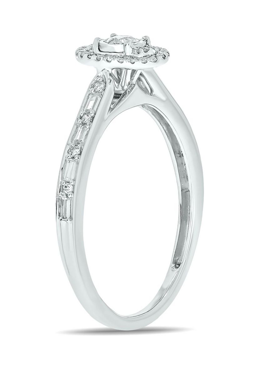 1/4 ct. t.w. Diamond Miracle Plate Oval Fashion Ring In 10K White Gold