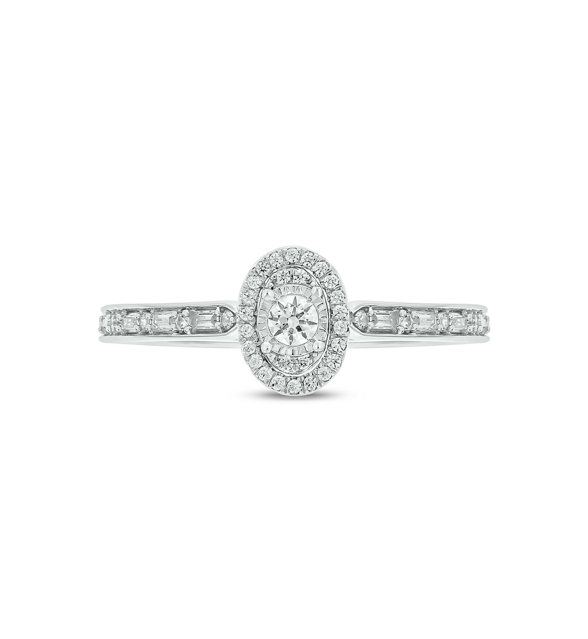 1/4 ct. t.w. Diamond Miracle Plate Oval Fashion Ring In 10K White Gold