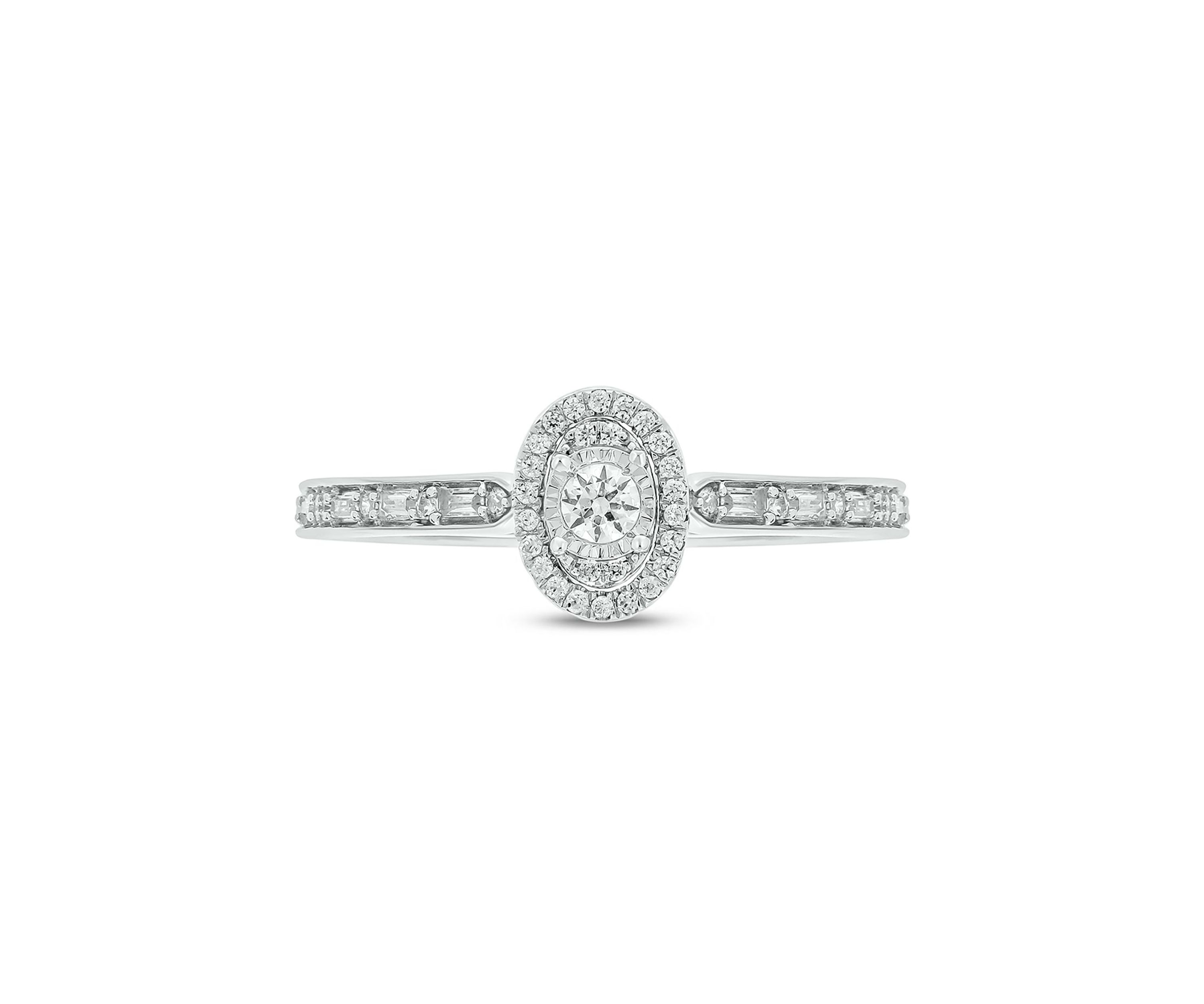 1/4 ct. t.w. Diamond Miracle Plate Oval Fashion Ring In 10K White Gold