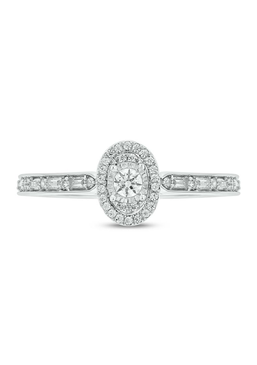 1/4 ct. t.w. Diamond Miracle Plate Oval Fashion Ring In 10K White Gold