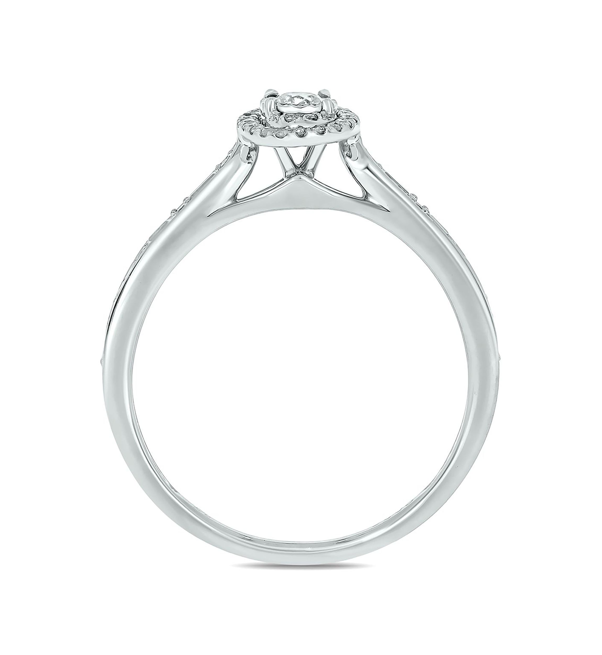 1/4 ct. t.w. Diamond Miracle Plate Oval Fashion Ring In 10K White Gold