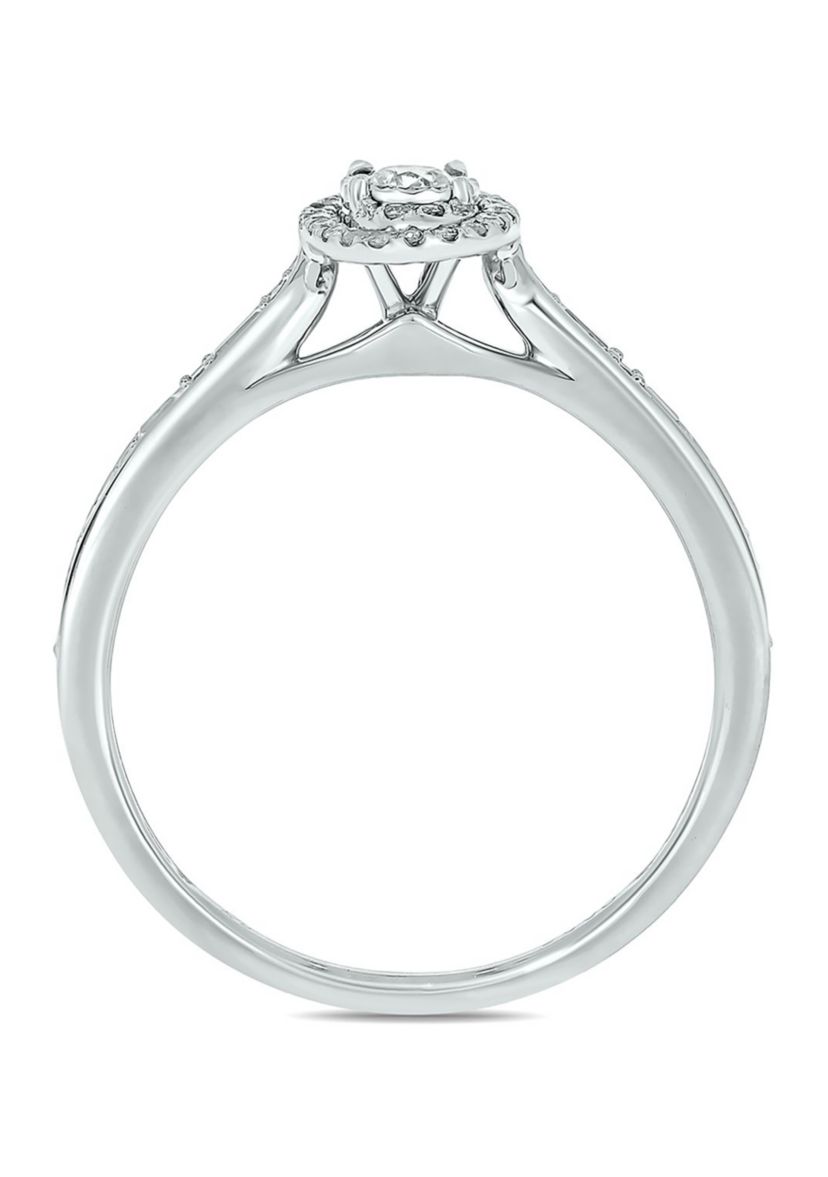 1/4 ct. t.w. Diamond Miracle Plate Oval Fashion Ring In 10K White Gold